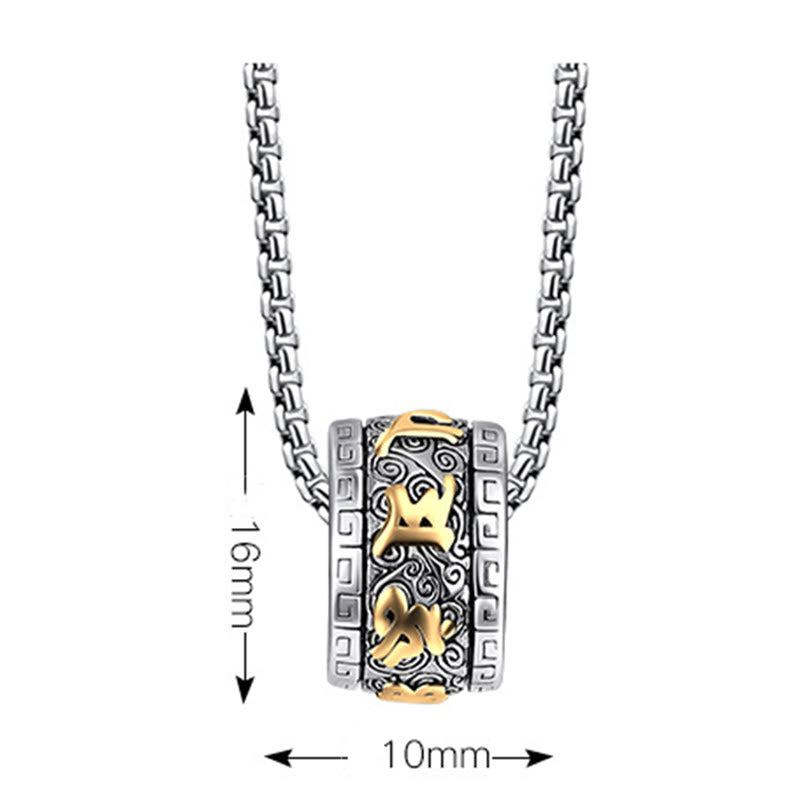 Tibetan titanium steel mantra pendant — view 5
