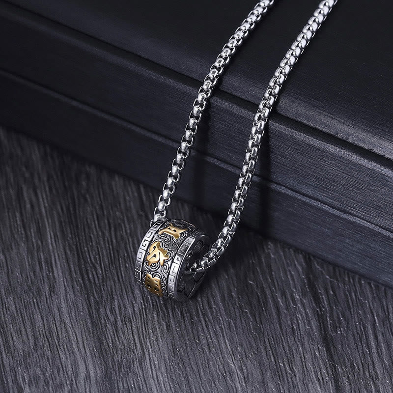 Tibetan titanium steel mantra pendant — view 4
