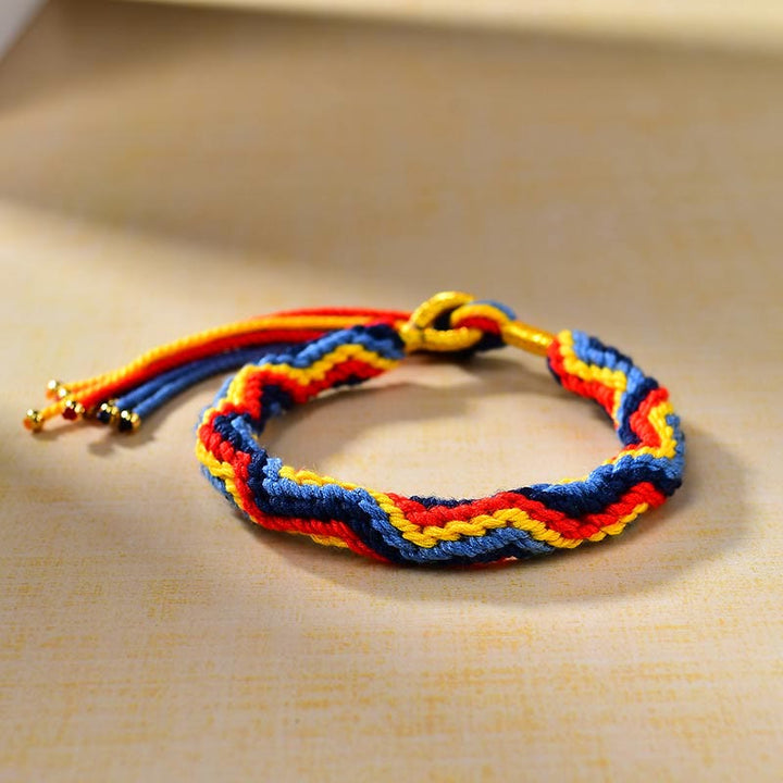 Adjustable color cord bracelet shown from the side