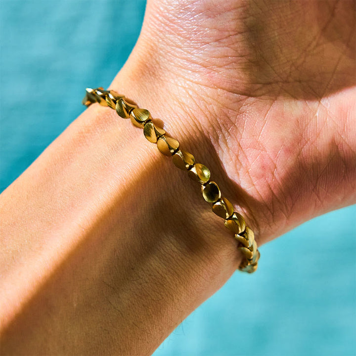 Tibetan copper bead cord bracelet — view 2