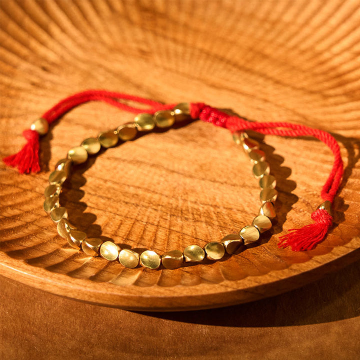 Tibetan copper bead cord bracelet — view 4