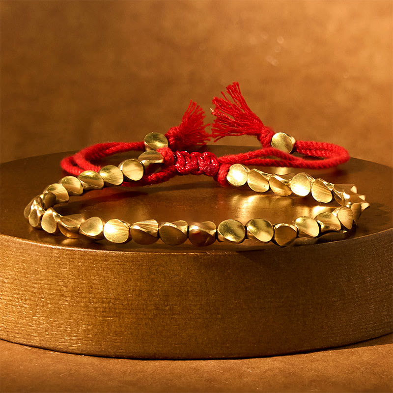 Tibetan copper bead cord bracelet — view 6