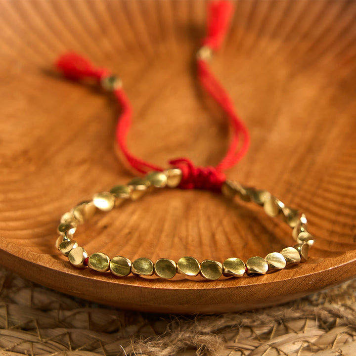 Tibetan copper bead cord bracelet — view 5