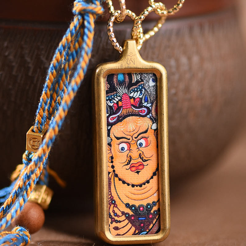Tibetan Titanium Steel Thangka Pendant — view 2