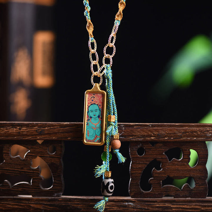 Tibetan Titanium Steel Thangka Pendant — view 10