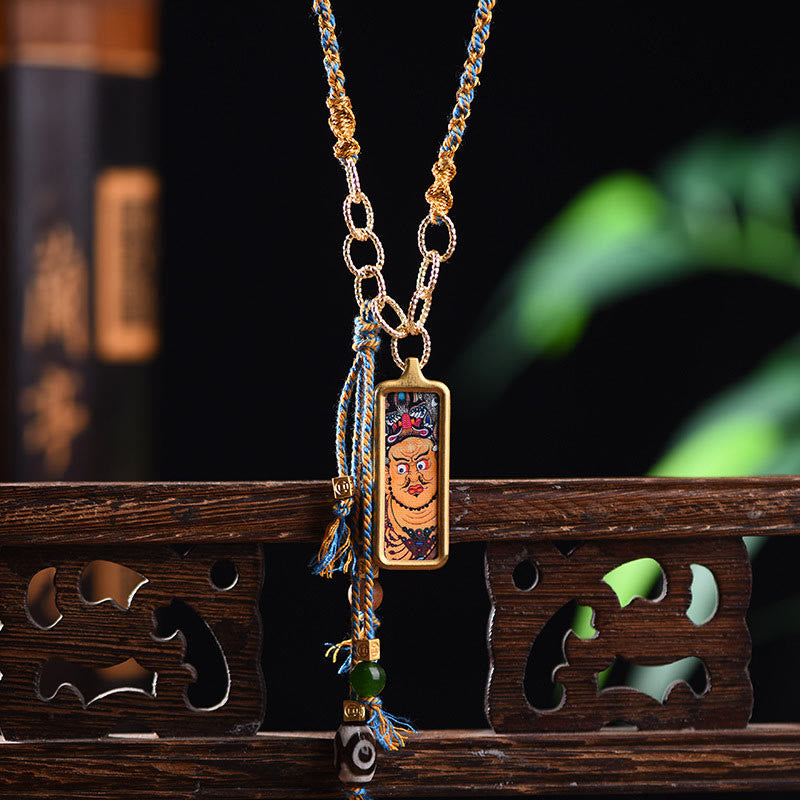 Tibetan Titanium Steel Thangka Pendant — view 1