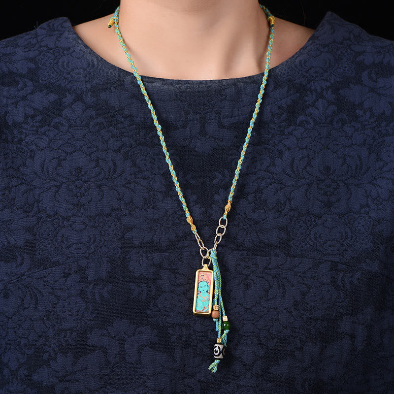 Tibetan Titanium Steel Thangka Pendant — view 12