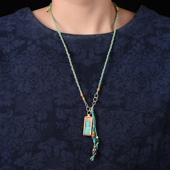Tibetan Titanium Steel Thangka Pendant — view 12