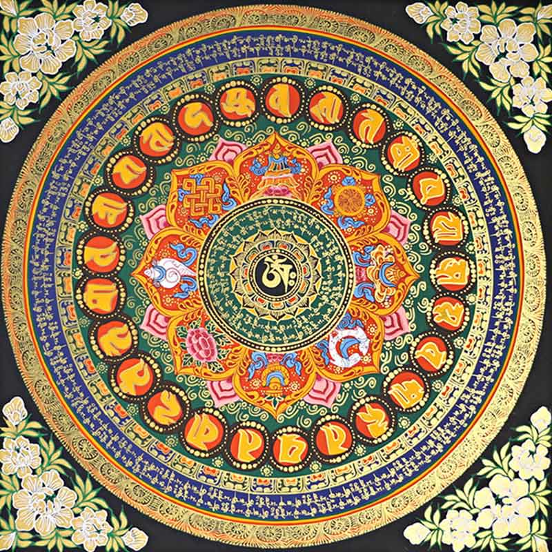 Buddha Stones Tibetan Thangka Painting Om Mani Padme Hum Scripture Handmade Decoration(Random Style)