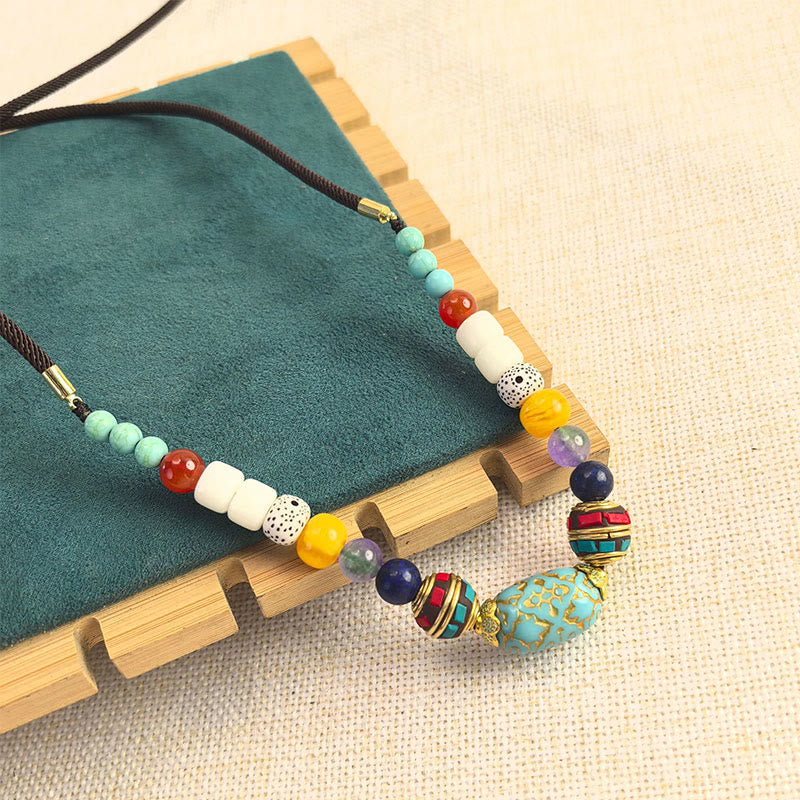 Tibetan turquoise bead pendant — view 2