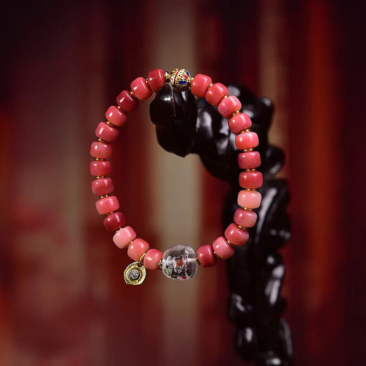 Tibetan Camel Bone and Red Agate Bracelet — view 14
