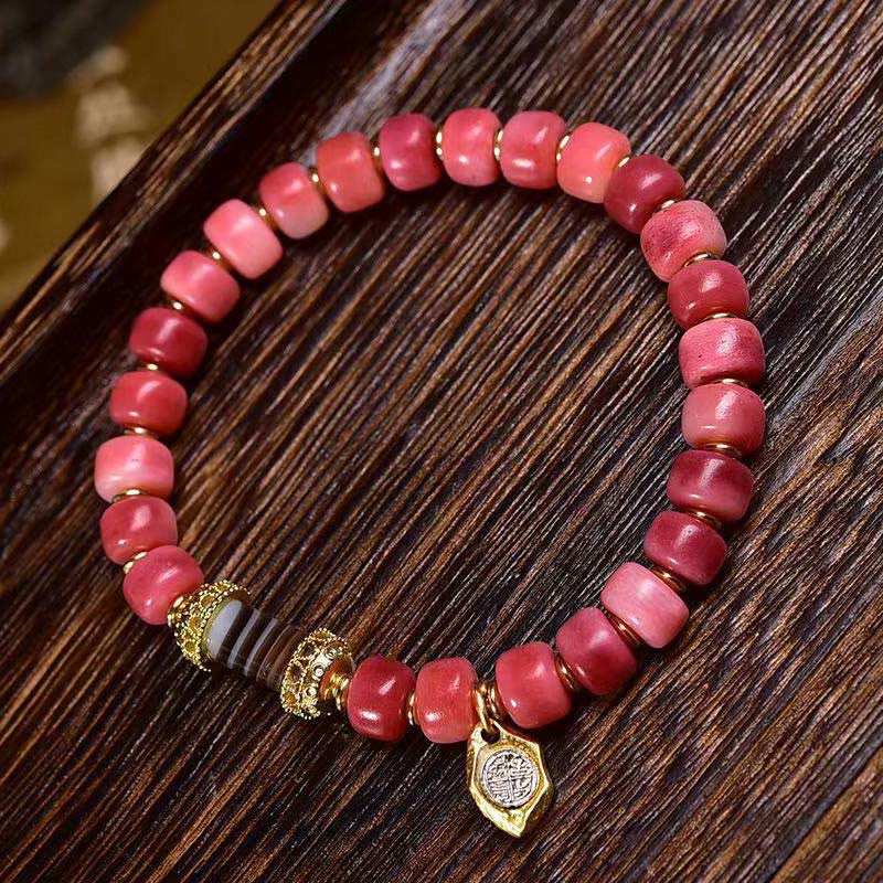Tibetan Camel Bone and Red Agate Bracelet — view 8