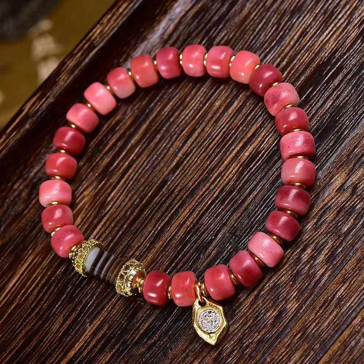 Tibetan Camel Bone and Red Agate Bracelet — view 8