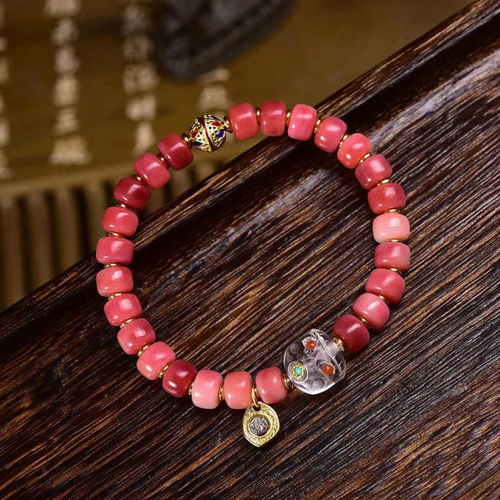 Tibetan Camel Bone and Red Agate Bracelet — view 11