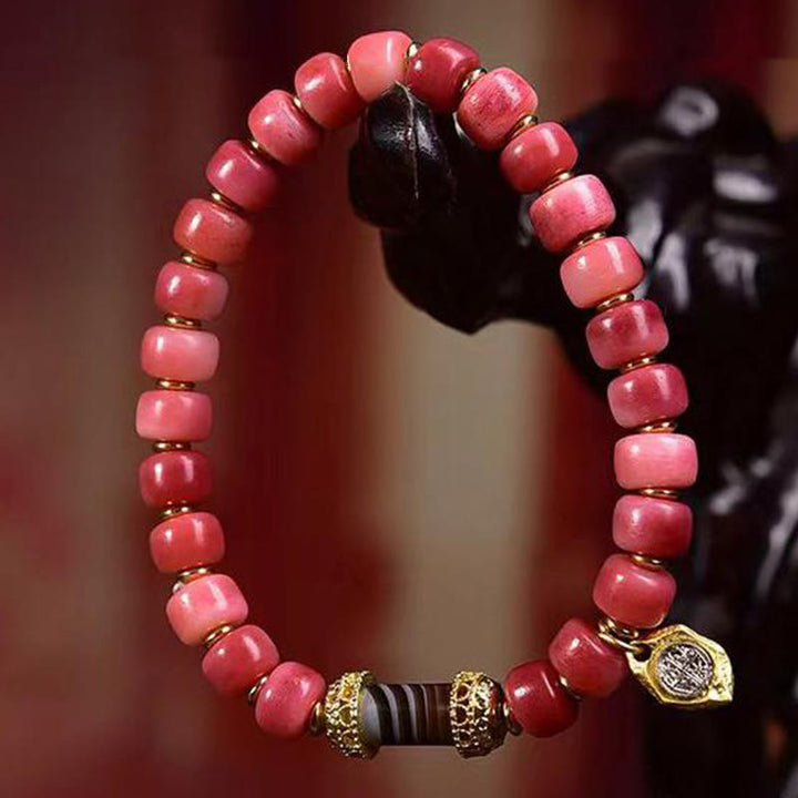 Tibetan Camel Bone and Red Agate Bracelet — view 10