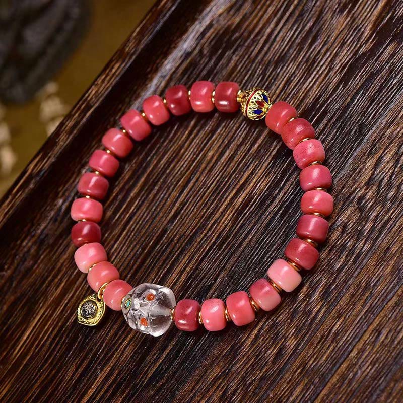 Tibetan Camel Bone and Red Agate Bracelet — view 12