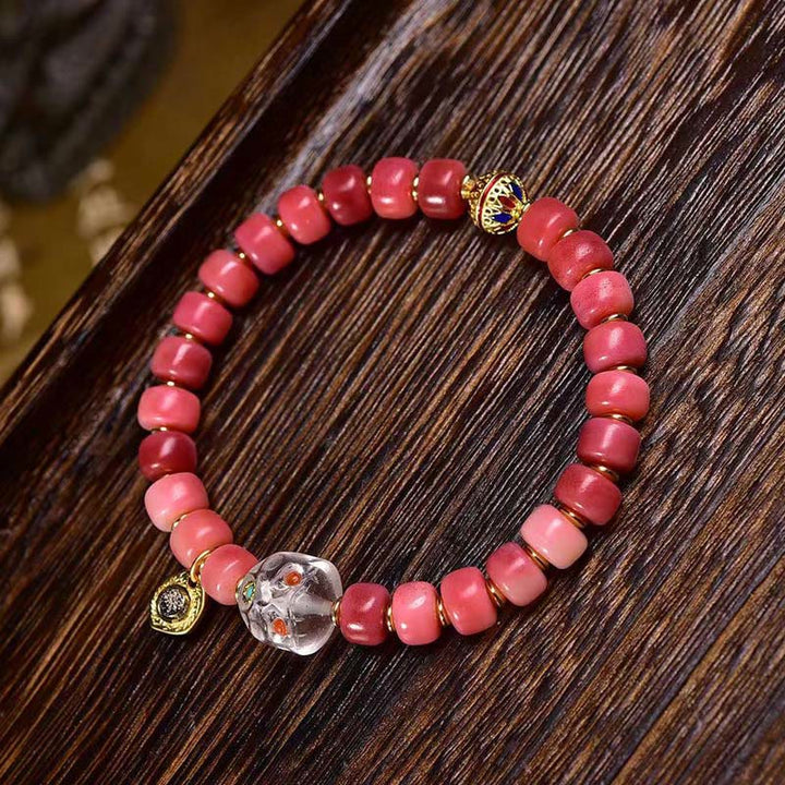 Tibetan Camel Bone and Red Agate Bracelet — view 12