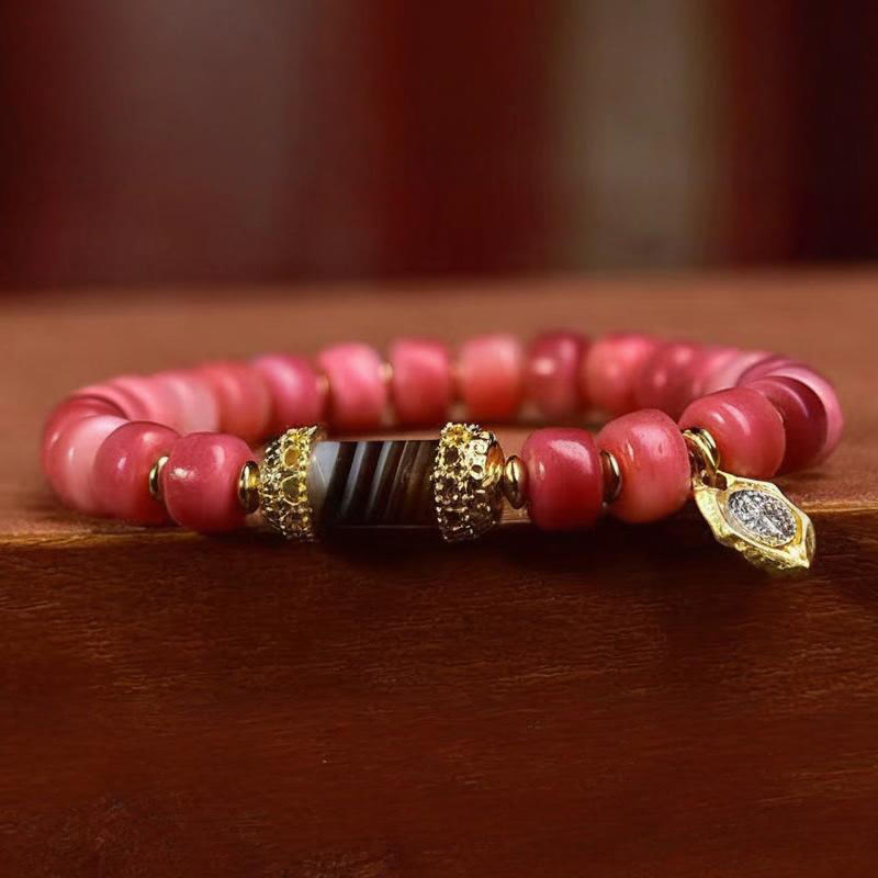 Tibetan Camel Bone and Red Agate Bracelet — view 9