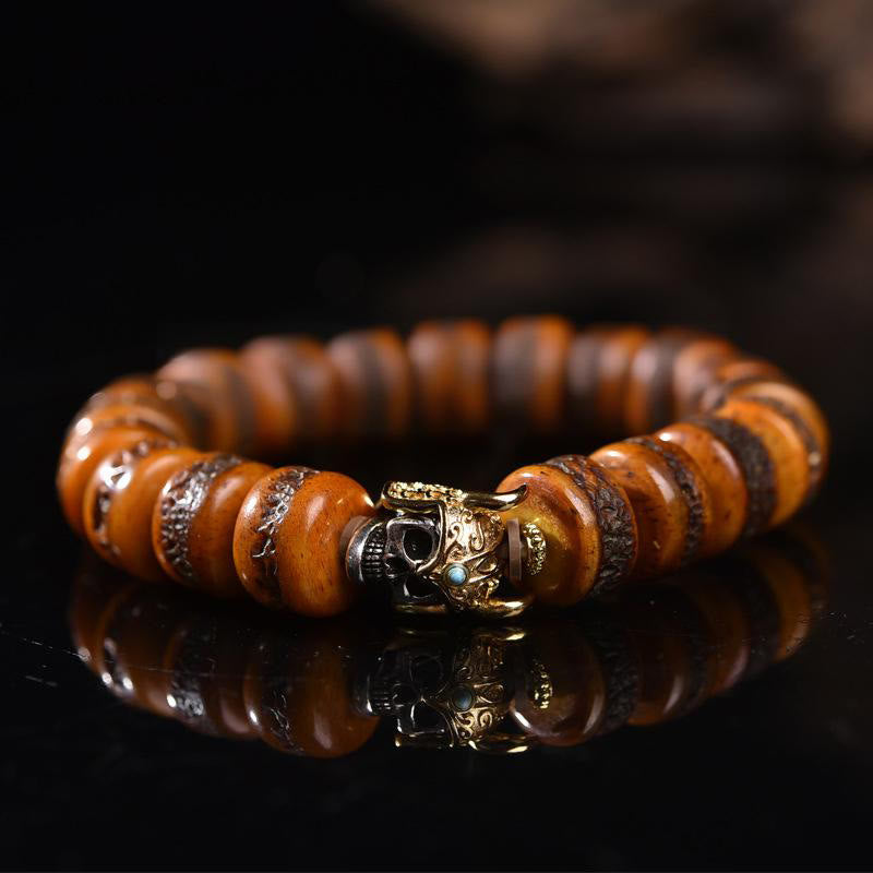 Tibetan bone bead skull bracelet — view 1