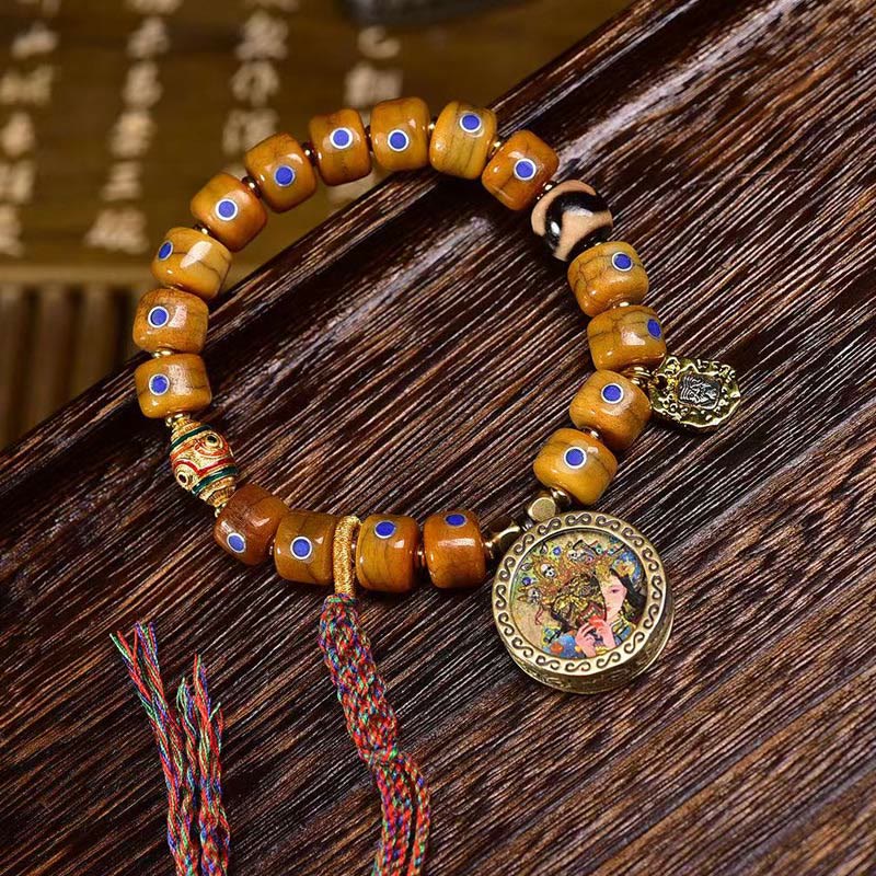 Tibetan bone bead braided cord bracelet — view 10