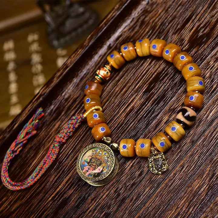 Tibetan bone bead braided cord bracelet — view 11