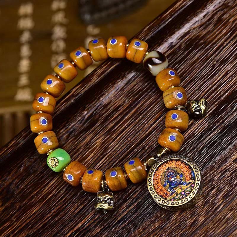 Tibetan bone bead braided cord bracelet — view 2
