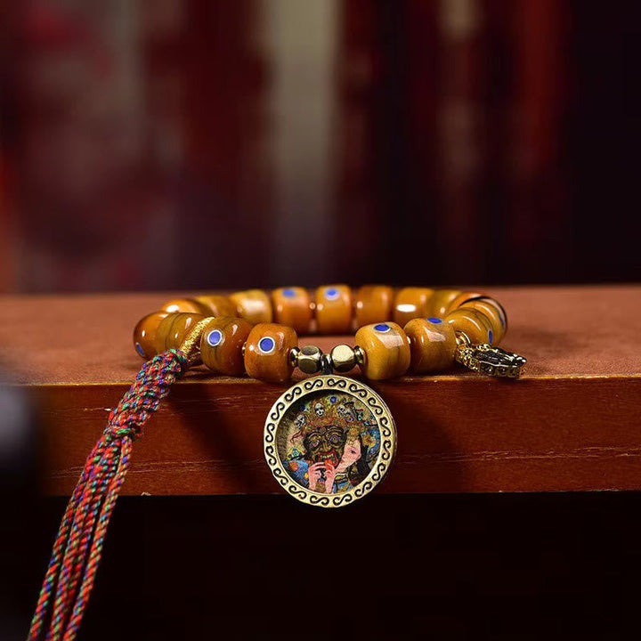 Tibetan bone bead braided cord bracelet — view 12
