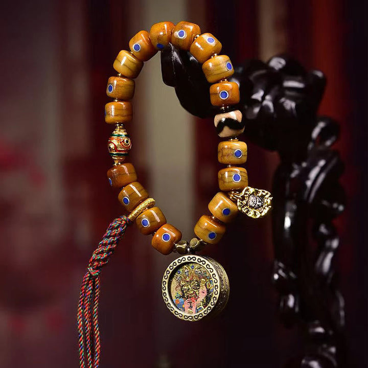 Tibetan bone bead braided cord bracelet — view 14