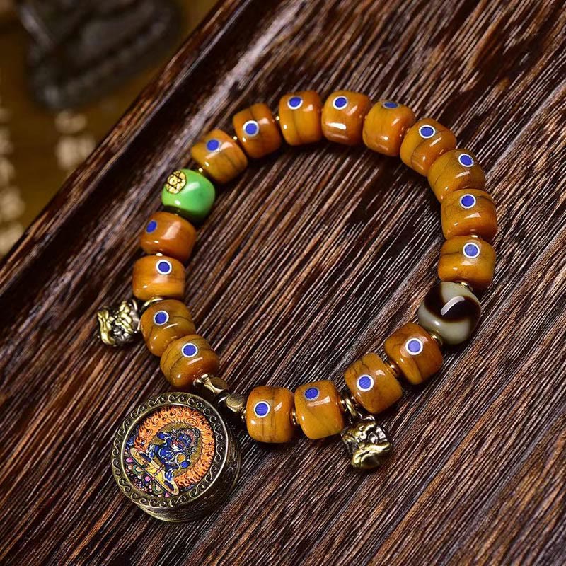 Tibetan bone bead braided cord bracelet — view 1