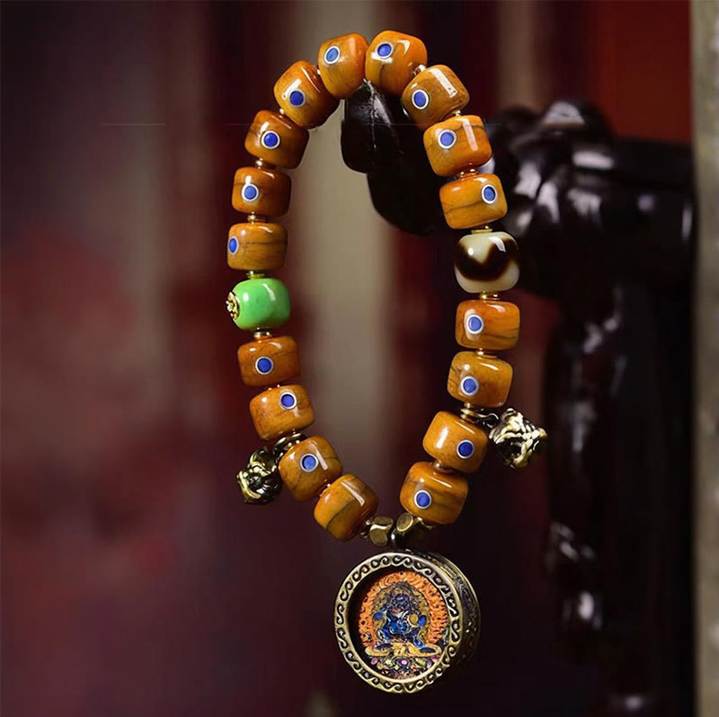 Tibetan bone bead braided cord bracelet — view 3