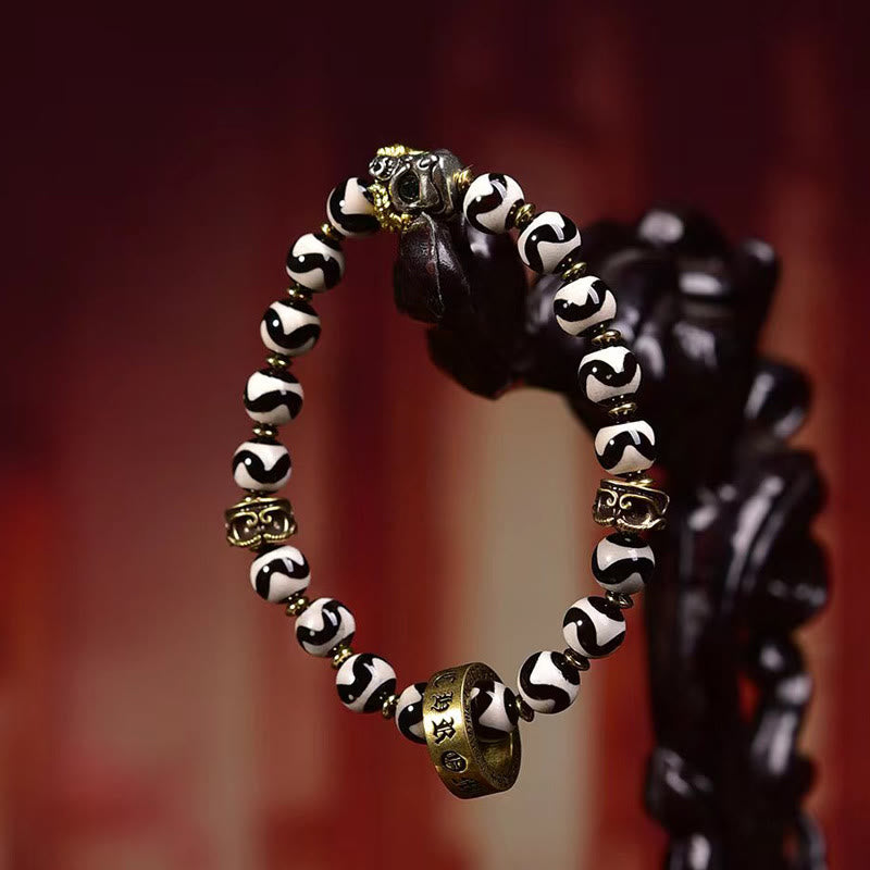 Dzi bead and copper mantra bracelet — view 4
