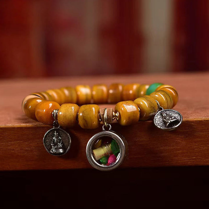 Buddha Stones Vintage Tibetan Bone Beads Dzi Bead Cute Fox Balance Bracelet