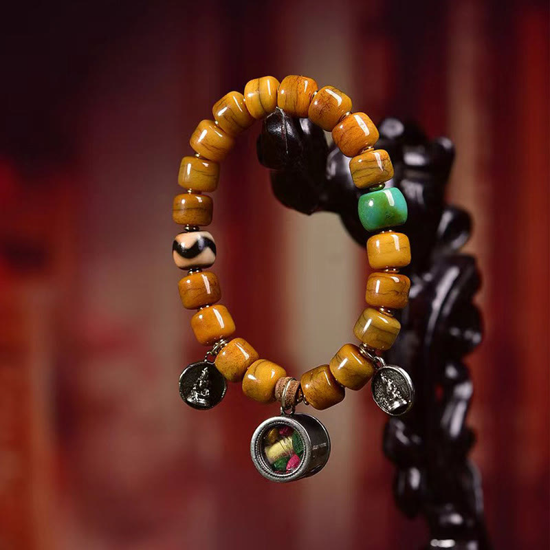 Buddha Stones Vintage Tibetan Bone Beads Dzi Bead Cute Fox Balance Bracelet