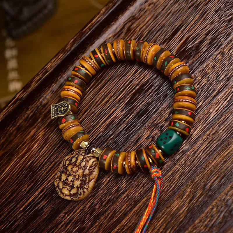 Tibetan camel bone dice tassel bracelet — view 2