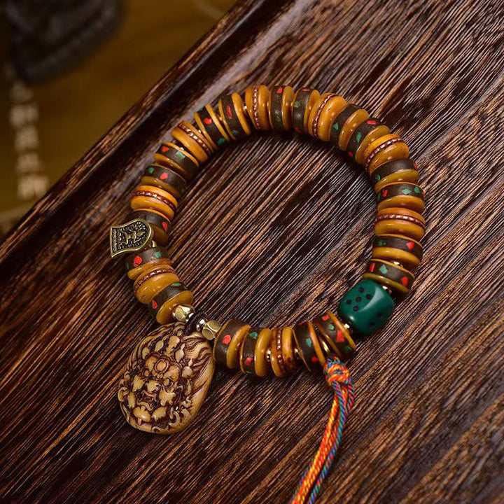 Tibetan camel bone dice tassel bracelet — view 2