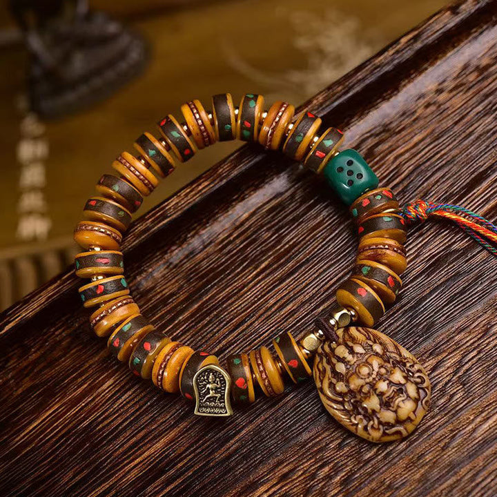Tibetan camel bone dice tassel bracelet — view 1