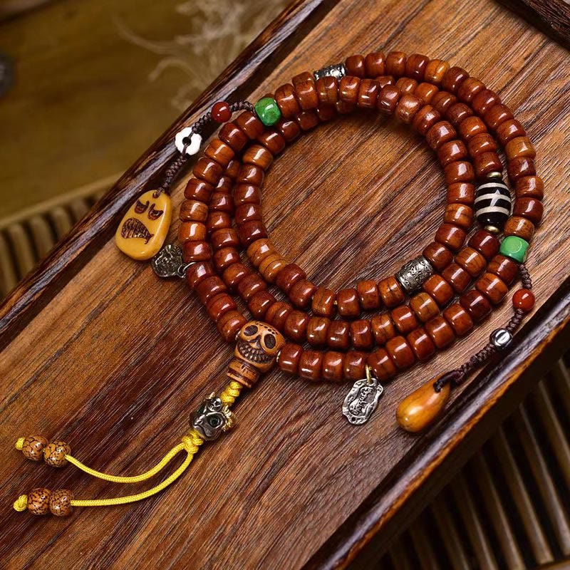 Buddha Stones Tibet 108 Beads Bone Beads Dzi Bead Strength Mala