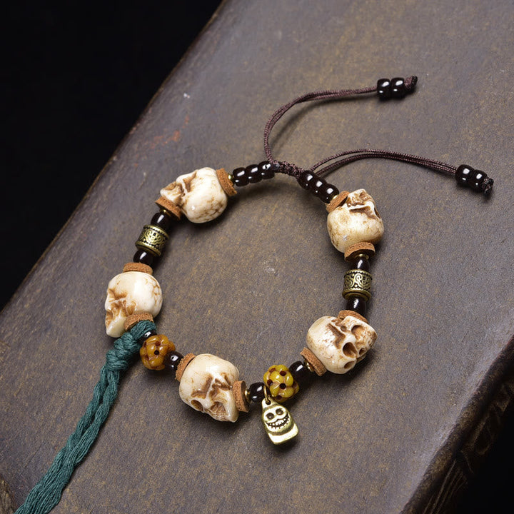Tibetan bone bead and coconut shell bracelet — view 5