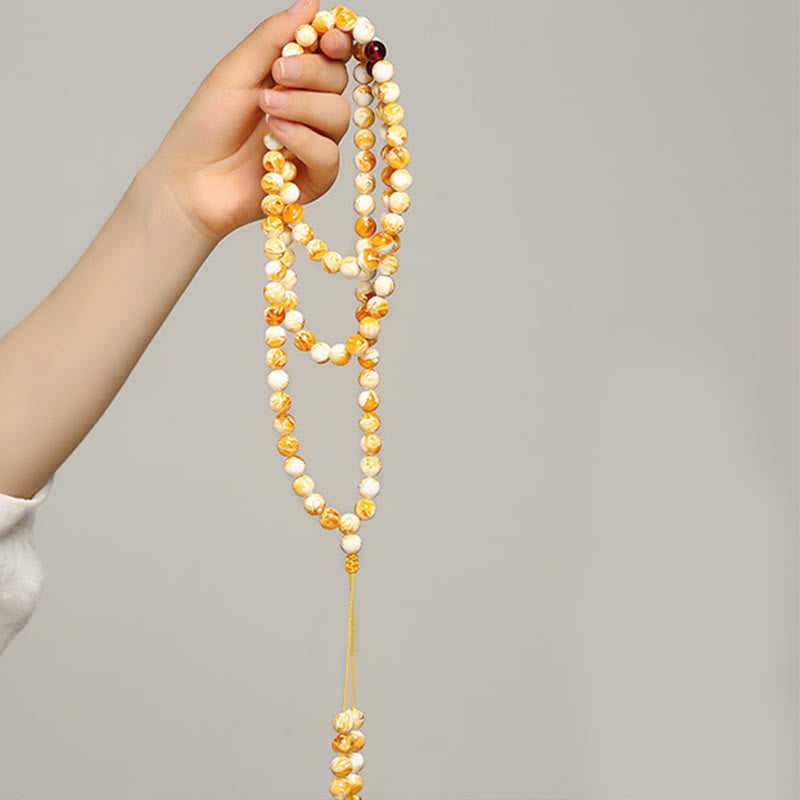 Tibetan Amber 108-Bead Mala — view 5