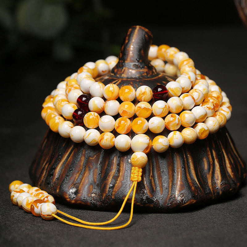 Tibetan Amber 108-Bead Mala — view 1