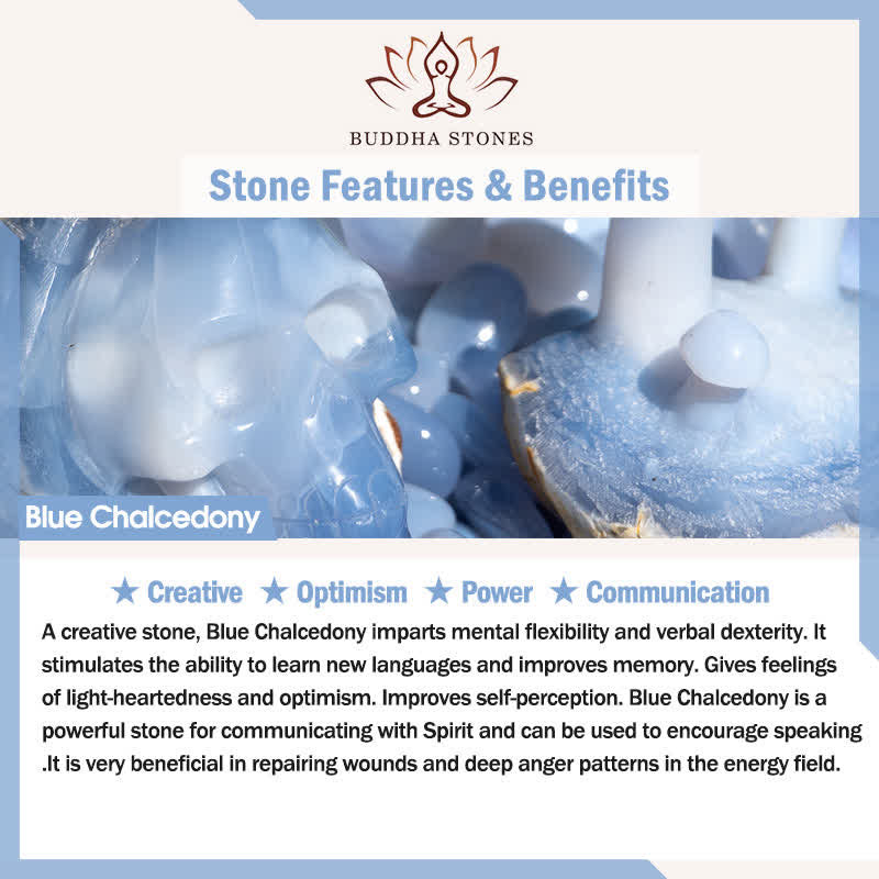 Buddha Stones Prehnite Rose Quartz Blue Chalcedony Lucky Clover Love Bracelet