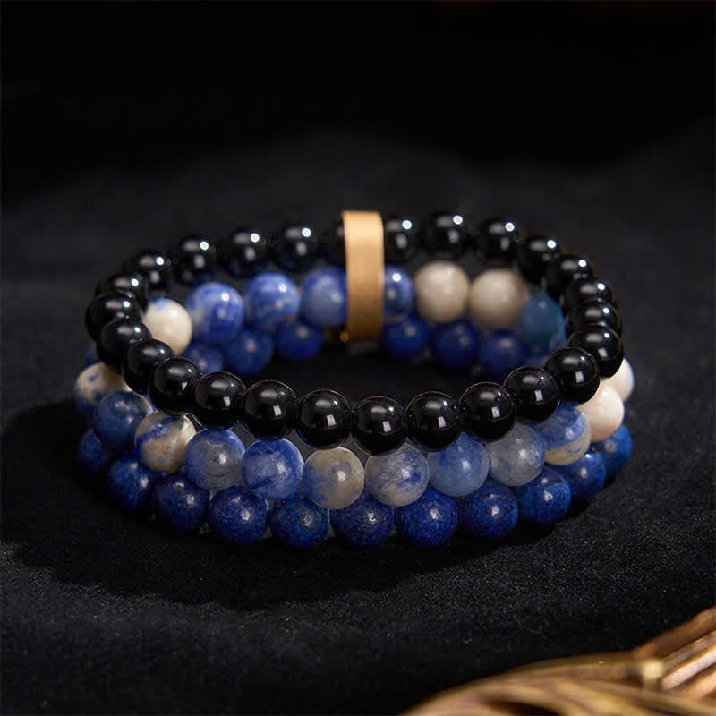 Buddha Stones Lazurite Lapis Lazuli Sodalite Black Onyx Bead Positive Bracelet