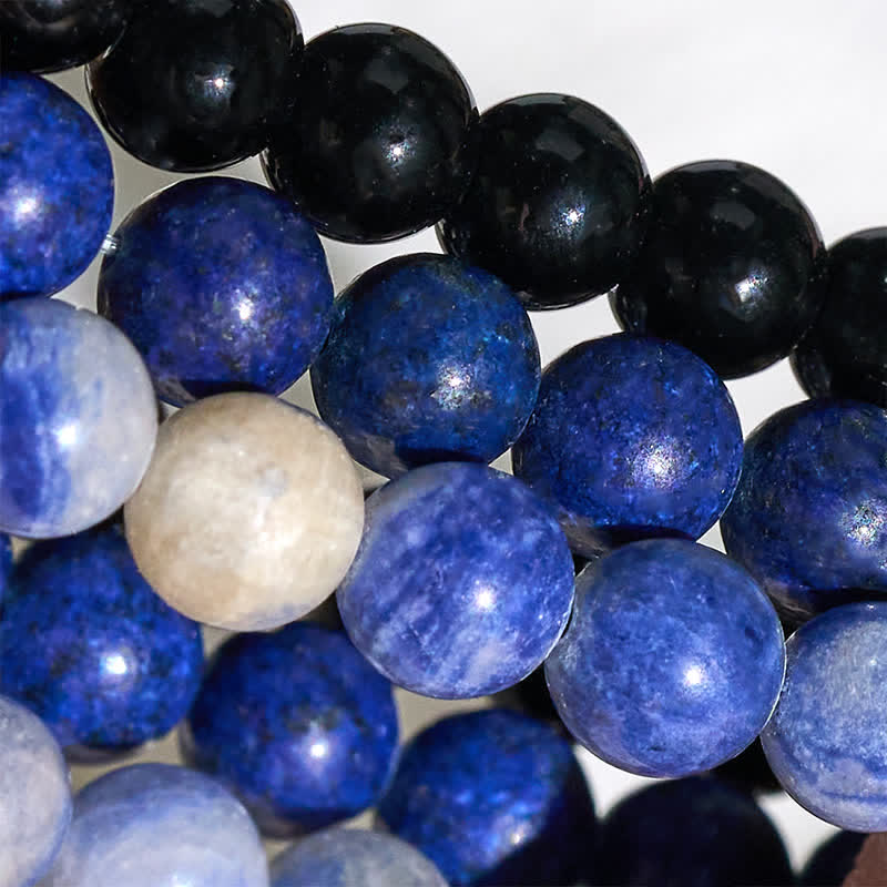 Buddha Stones Lazurite Lapis Lazuli Sodalite Black Onyx Bead Positive Bracelet