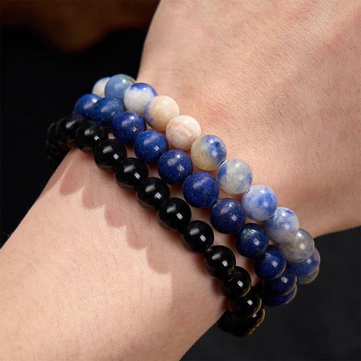 Buddha Stones Lazurite Lapis Lazuli Sodalite Black Onyx Bead Positive Bracelet