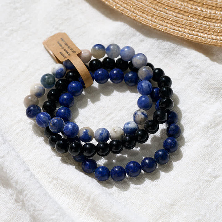 Buddha Stones Lazurite Lapis Lazuli Sodalite Black Onyx Bead Positive Bracelet