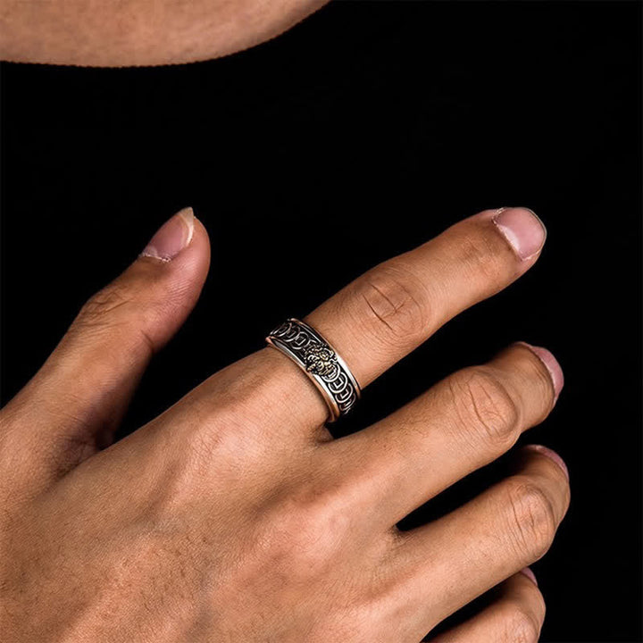 Tibetan silver-plated Jambhala ring — view 8