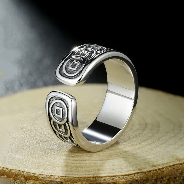 Tibetan silver-plated Jambhala ring — view 4