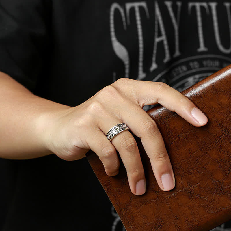Tibetan silver-plated Jambhala ring — view 9