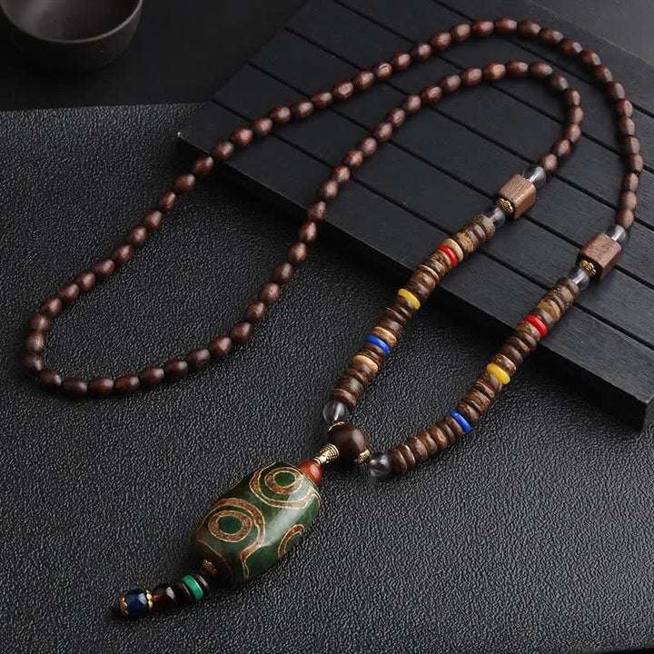 Turquoise Dzi bead prayer wheel necklace — view 6