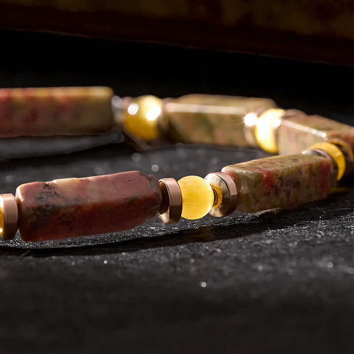 FREE Today: Grounding and Balance Unakite Rectangle Beaded Stretch Bracelet